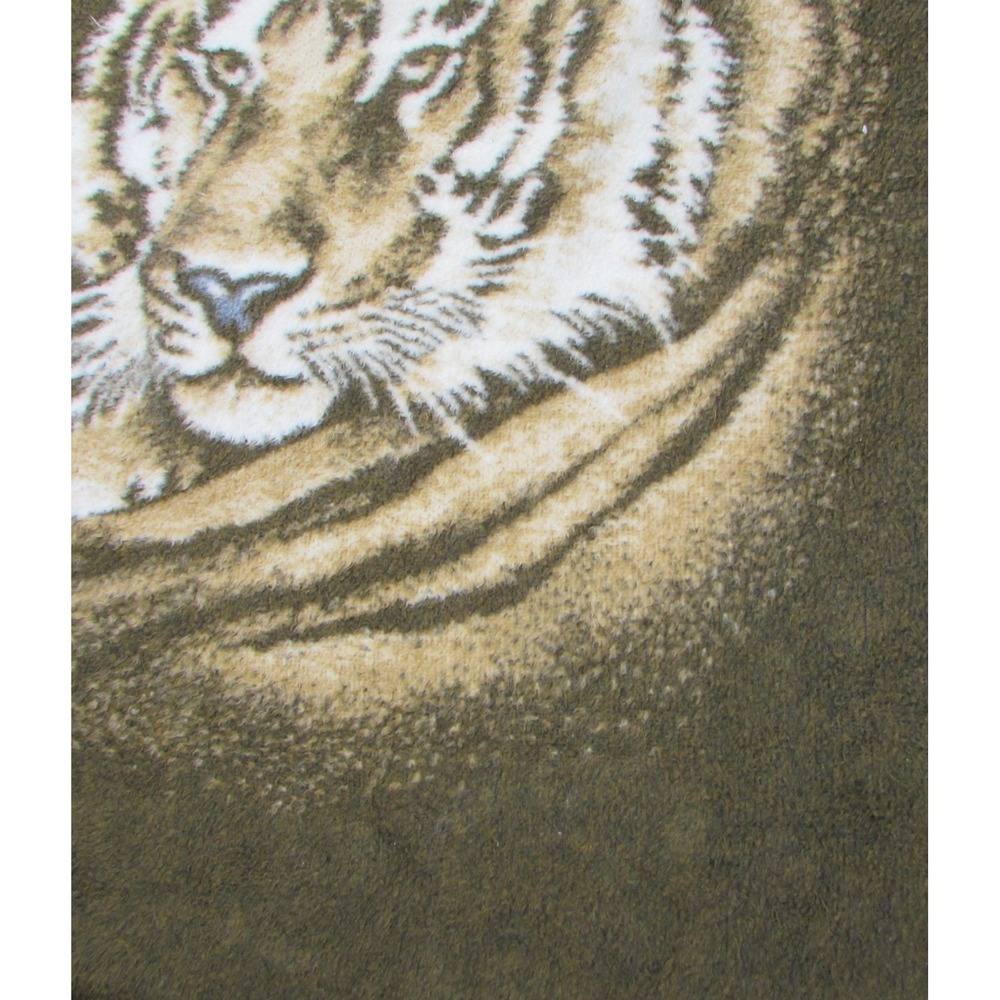 Vintage Biederlack Tiger Head Blanket Made in Spain Reversible Plush Throw 72x55 - Picture 3 of 16
